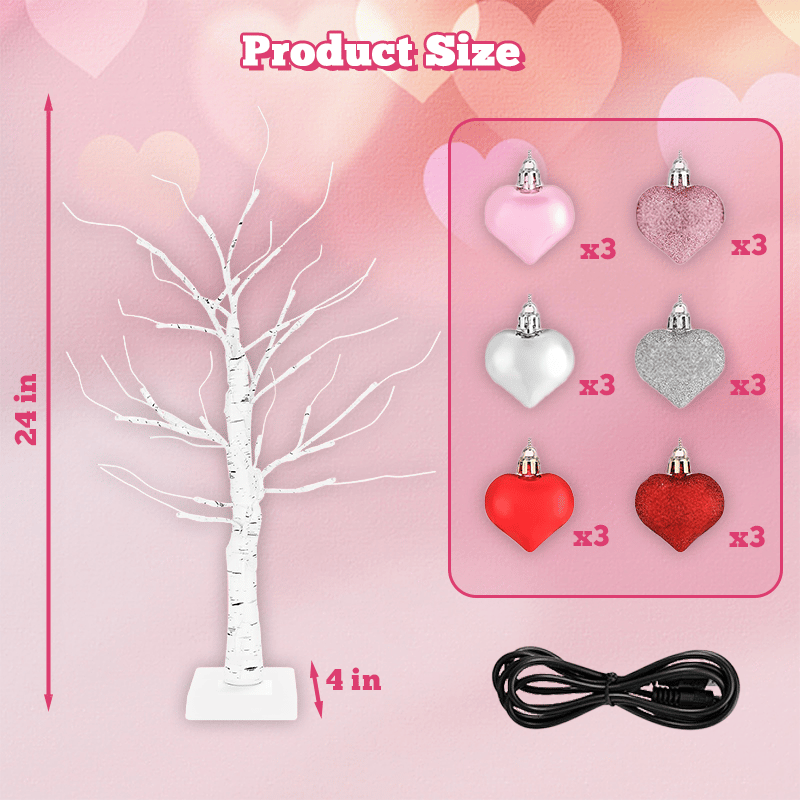 ⏰Last 4 hours Sale: Save 49% - ❤️Romantic Heart-Shaped Birch Tree Lamp