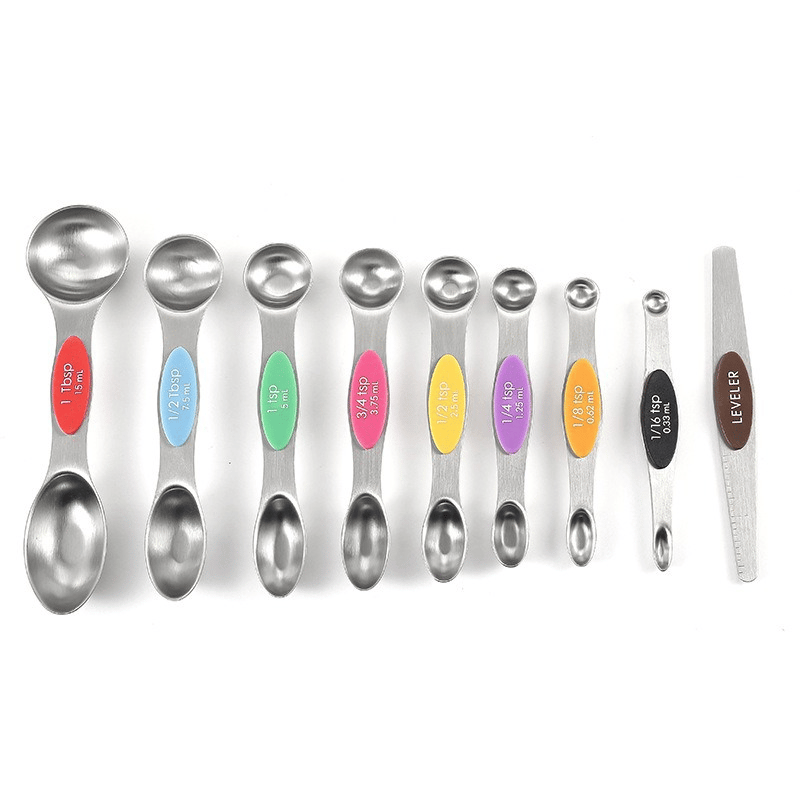 🎄Christmas Sale 49% OFF - Stainless Steel Magnetic Spoons 9 Set with Leveler for Baking, Stackable Metallic Spice  Kitchen Utensils and Gadgets Measure Cups Measuring