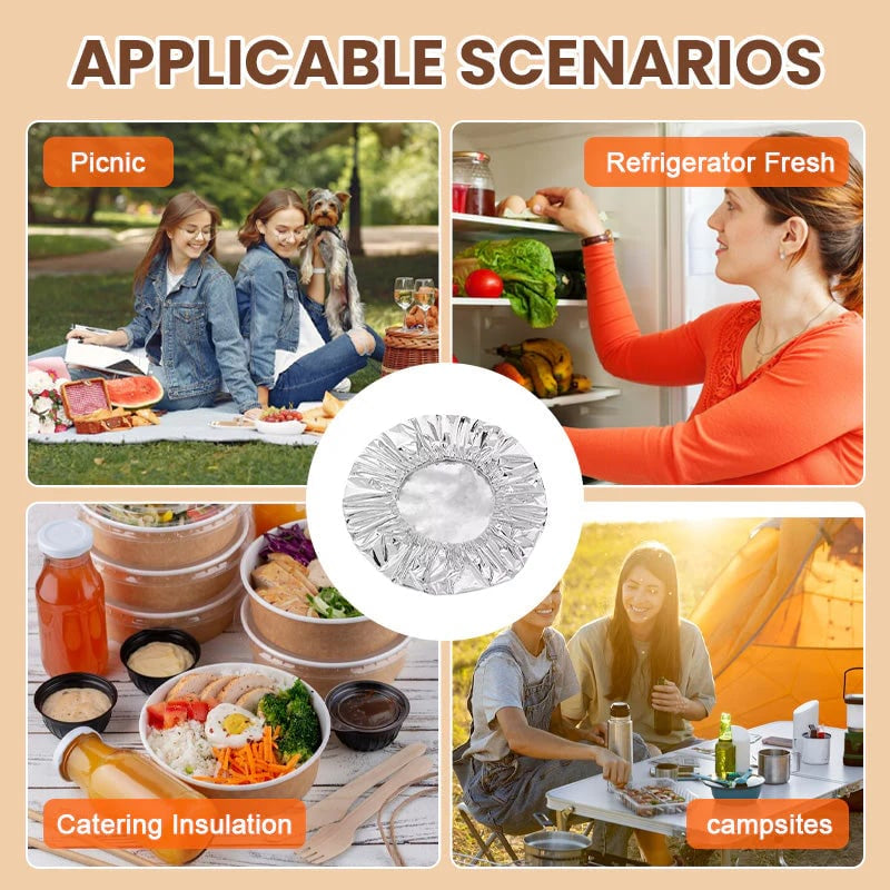 🏠Reusable Aluminum Foil Food Covers – Keep Meals Warm & Fresh