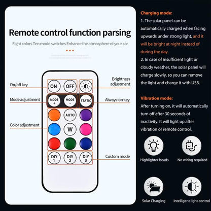 🏆Flash Sale⚡ 50K+ SOLD!🔥Solar-powered RGB strobe light on car roof with remote control💡