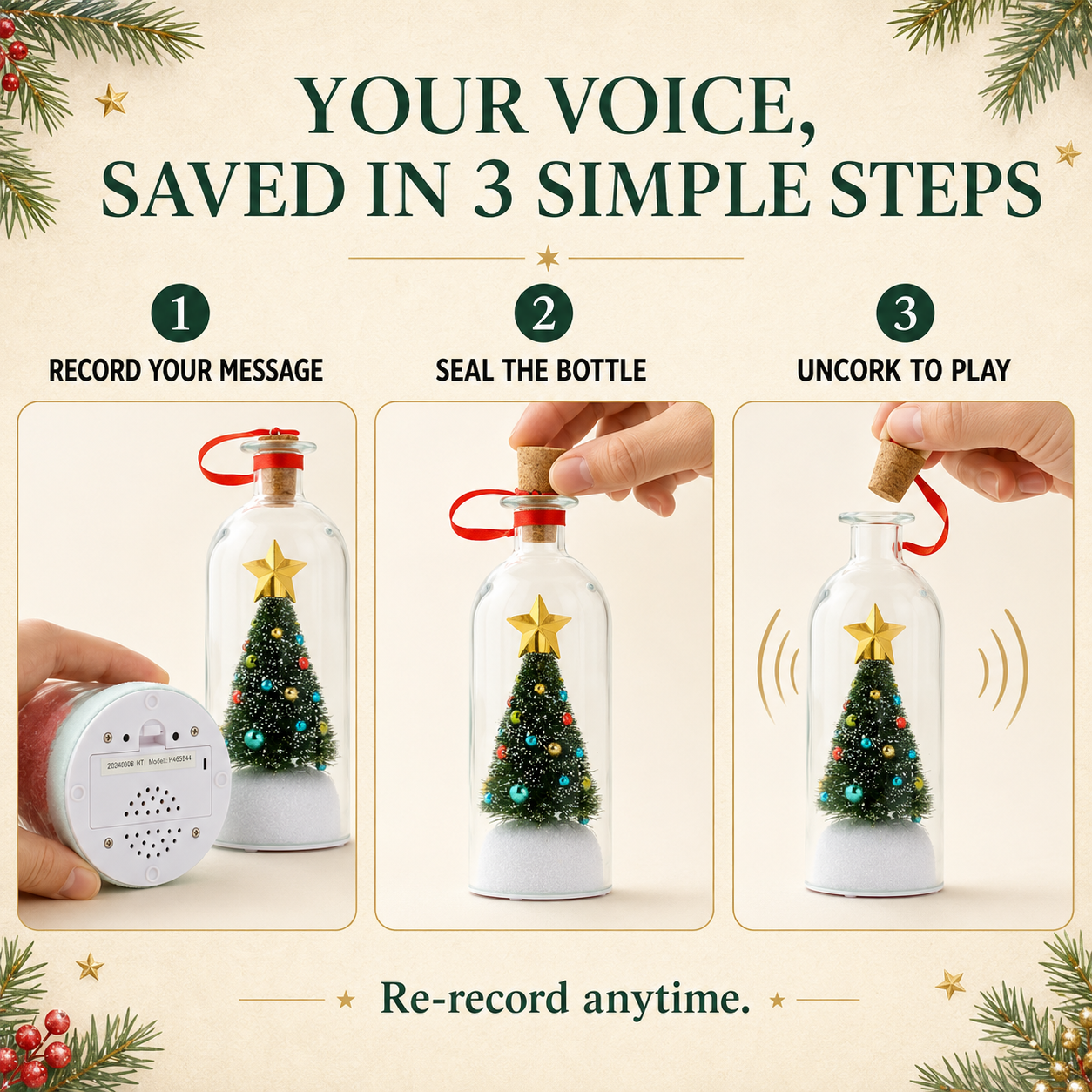 Capture Their Voice Forever ❤️ —Record-a-Message Christmas Tree