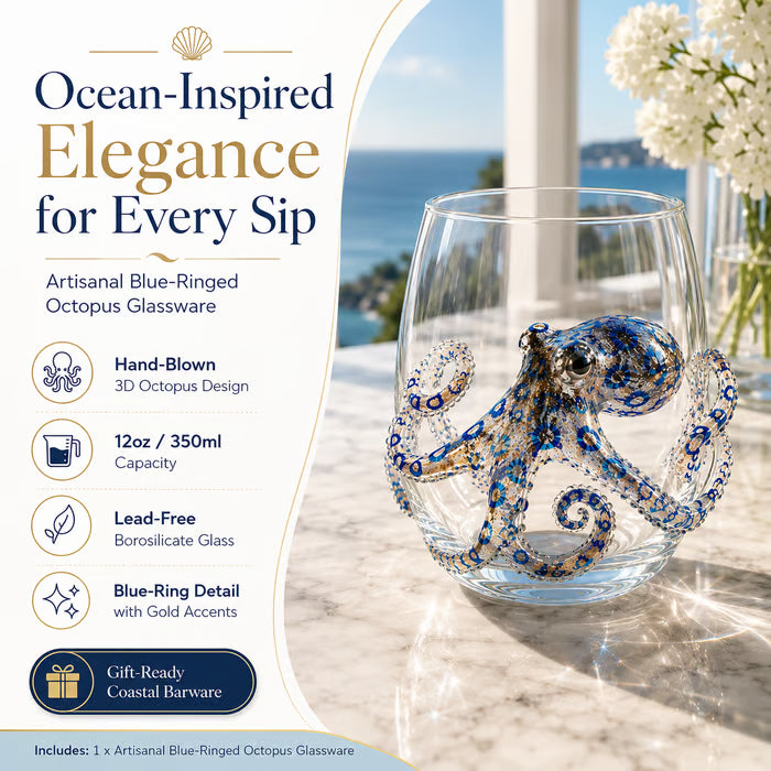 🌊44% OFF – 🔥Artisanal Blue-Ringed Octopus Glass