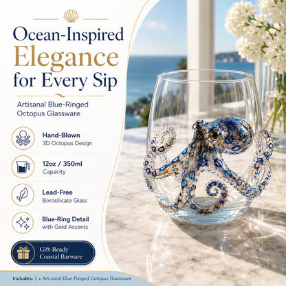 🌊44% OFF – 🔥Artisanal Blue-Ringed Octopus Glass