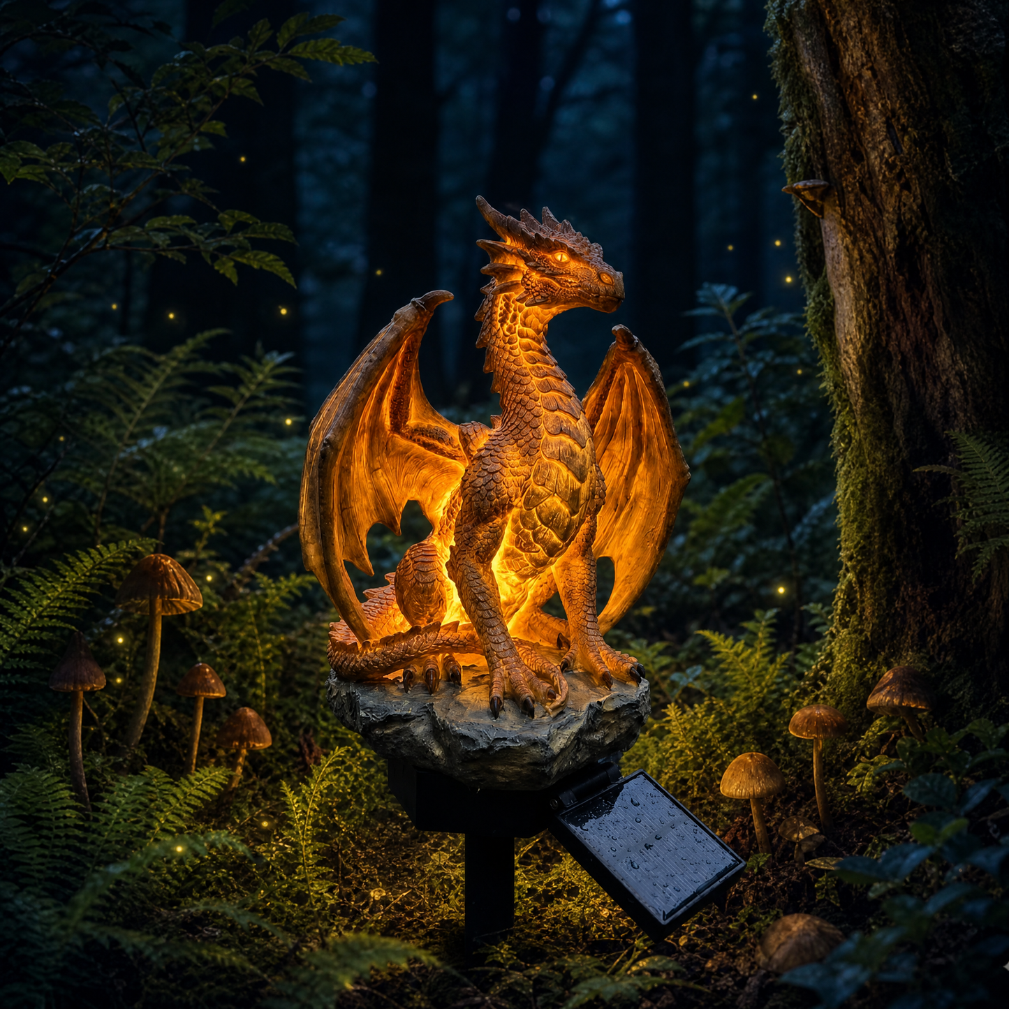🔥Limited Time 38% Off🐉Solar Dragon Garden Statue LightGolden Ember Fantasy Outdoor Decor