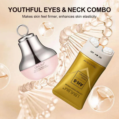 Light Eye Massage Cream with Caffeine & Hyaluronic Acid for Dark Circles Firming Fine Lines Hydrating Moisturizing Radiant Skin Care with Red Light Micro-Vibration Head