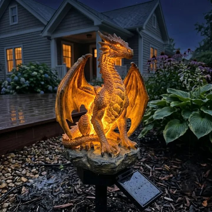 🔥Limited Time 38% Off🐉Solar Dragon Garden Statue LightGolden Ember Fantasy Outdoor Decor
