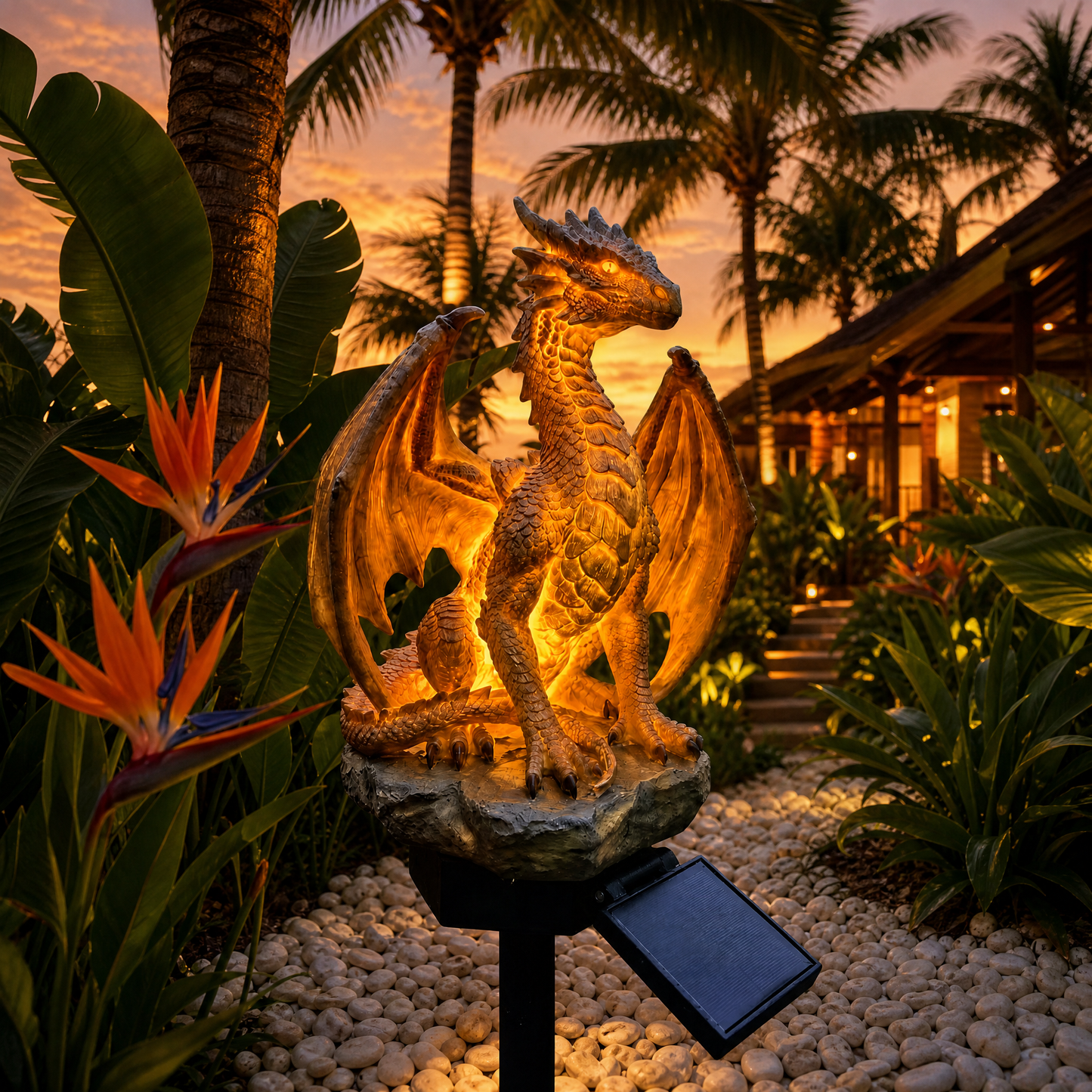 🔥Limited Time 38% Off🐉Solar Dragon Garden Statue LightGolden Ember Fantasy Outdoor Decor