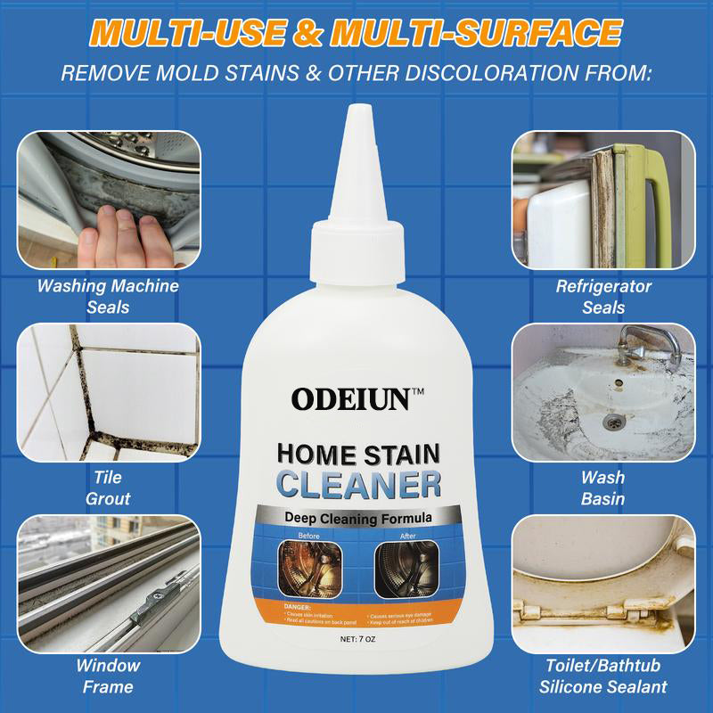 ODEIUN™ Mold Remover Gel with Scrub Brush – Heavy Duty Mildew Stain Cleaner for Washer Gasket, Shower Caulk, Tile Grout & Bathroom