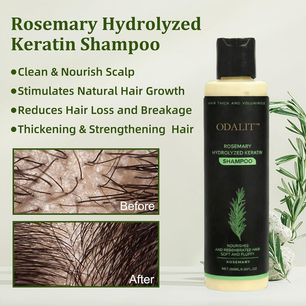 ⭐Get beautiful hair in a week-ODALIT™ Rosemary Hydrolyzed Keratin Shampoo🎁