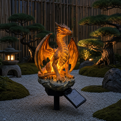 🔥Limited Time 38% Off🐉Solar Dragon Garden Statue LightGolden Ember Fantasy Outdoor Decor