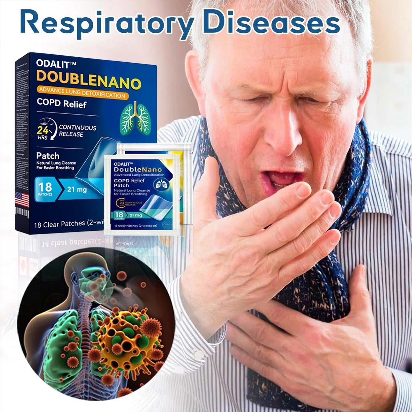 ✅ODALIT™ DoubleNano COPD Relief Patch (💝 Cough, wheezing, shortness of breath, sputum, stuffy nose, bronchitis, bronchitis, allergy symptoms, lung discomfort)