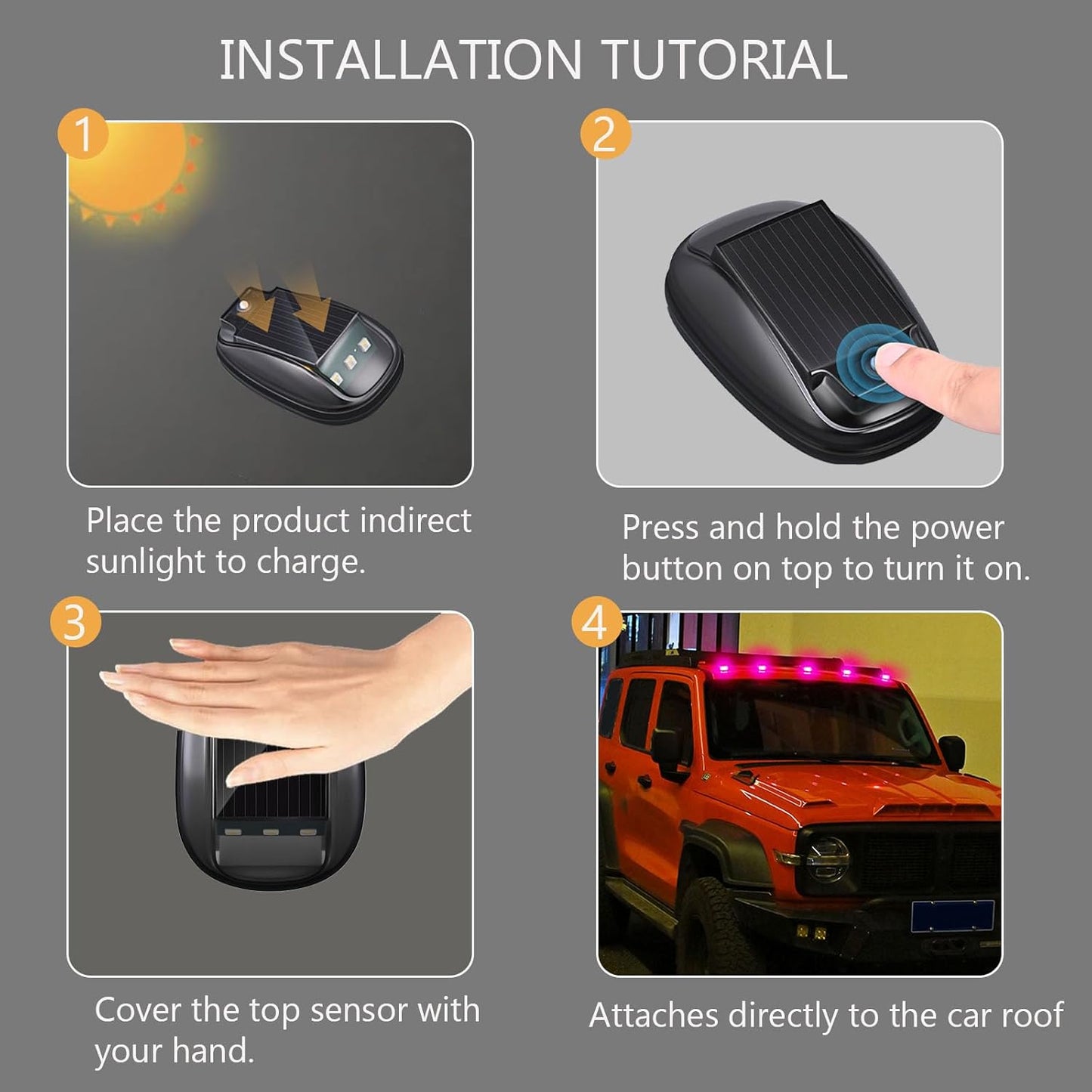 🏆Flash Sale⚡ 50K+ SOLD!🔥Solar-powered RGB strobe light on car roof with remote control💡