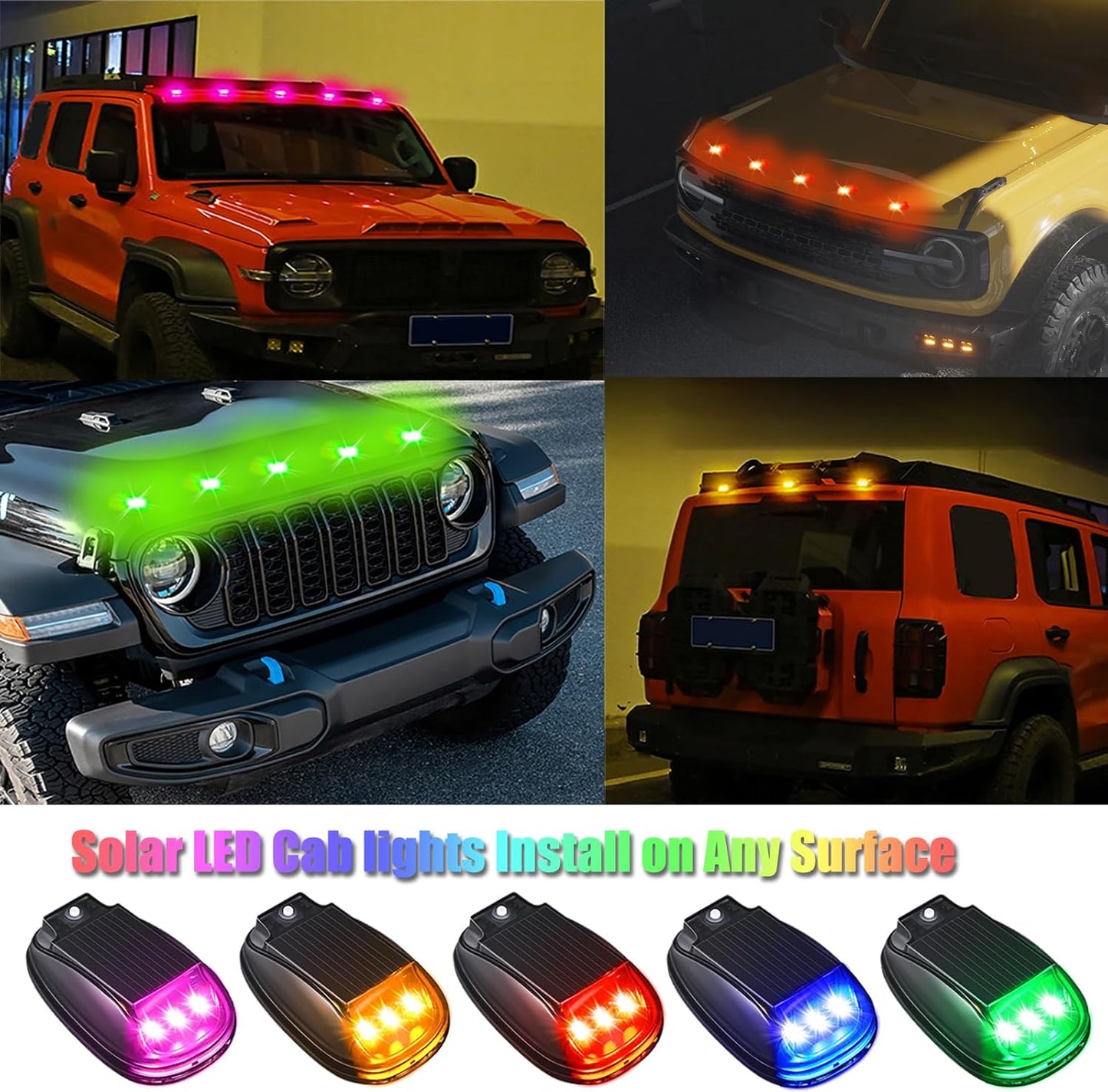🏆Flash Sale⚡ 50K+ SOLD!🔥Solar-powered RGB strobe light on car roof with remote control💡