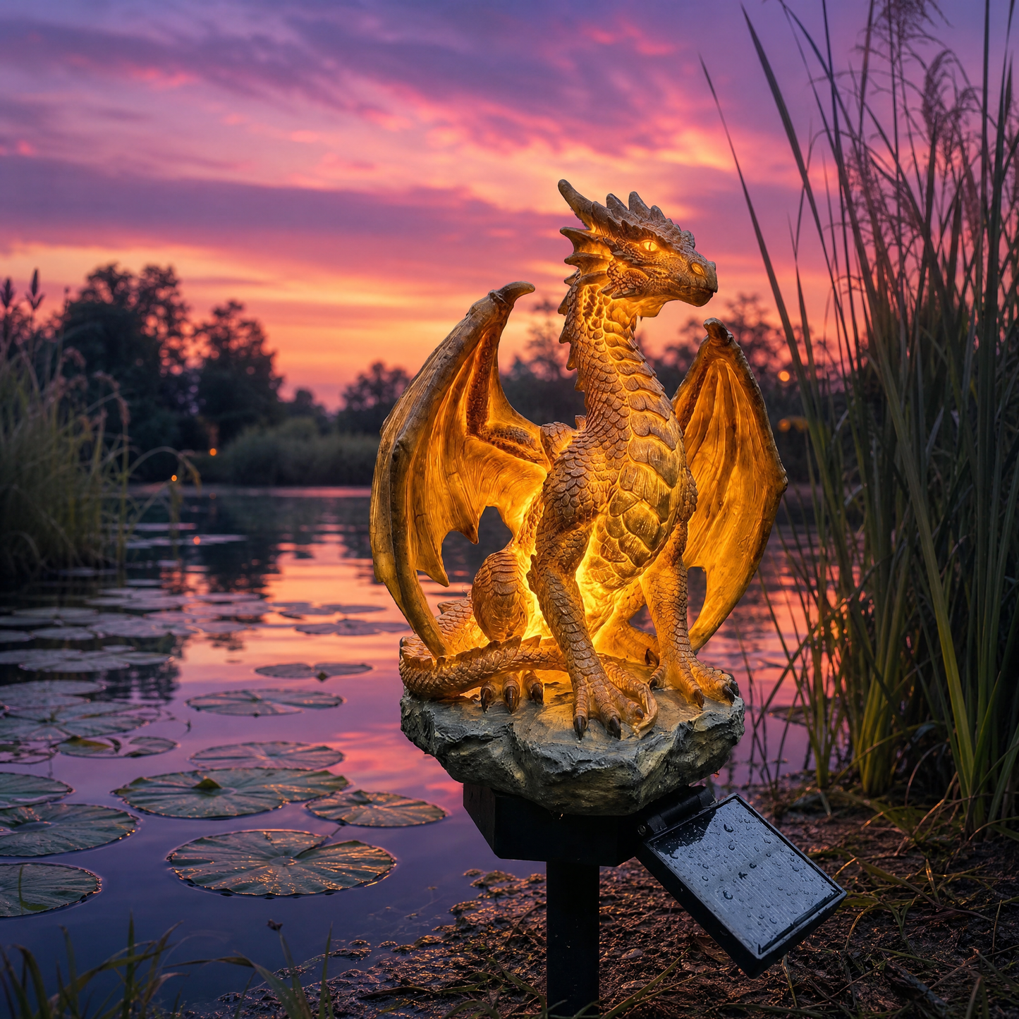 🔥Limited Time 38% Off🐉Solar Dragon Garden Statue LightGolden Ember Fantasy Outdoor Decor