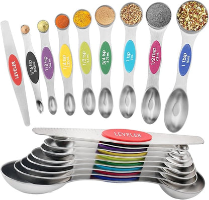 🎄Christmas Sale 49% OFF - Stainless Steel Magnetic Spoons 9 Set with Leveler for Baking, Stackable Metallic Spice  Kitchen Utensils and Gadgets Measure Cups Measuring