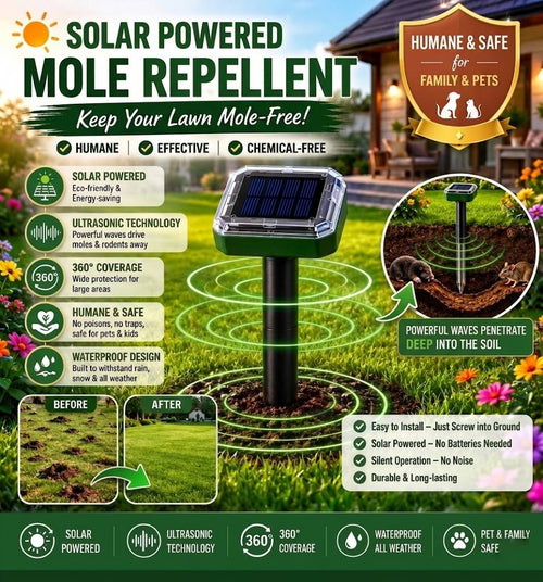 🌸Spring Sale 50% OFF☘️Solar Powered Waterproof Screw Mole Repellent