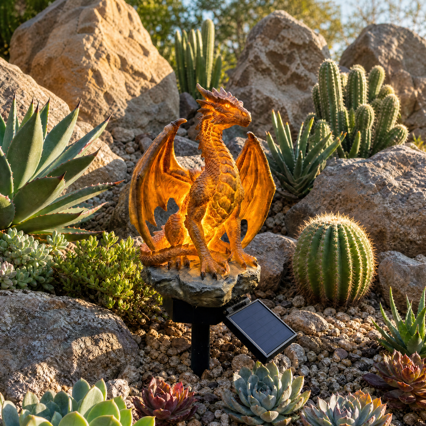 🔥Limited Time 38% Off🐉Solar Dragon Garden Statue LightGolden Ember Fantasy Outdoor Decor