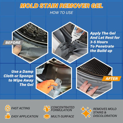 ODEIUN™ Mold Remover Gel with Scrub Brush – Heavy Duty Mildew Stain Cleaner for Washer Gasket, Shower Caulk, Tile Grout & Bathroom
