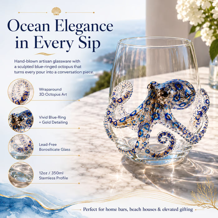 🌊44% OFF – 🔥Artisanal Blue-Ringed Octopus Glass