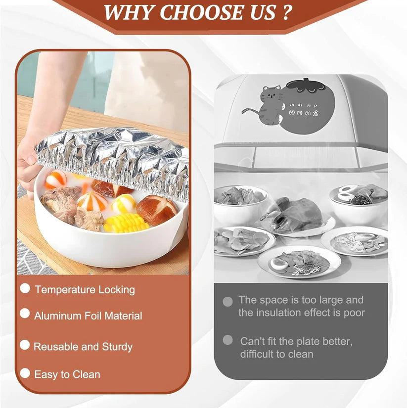 🏠Reusable Aluminum Foil Food Covers – Keep Meals Warm & Fresh