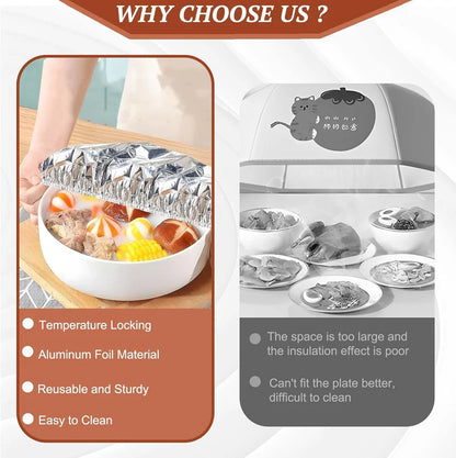 🏠Reusable Aluminum Foil Food Covers – Keep Meals Warm & Fresh