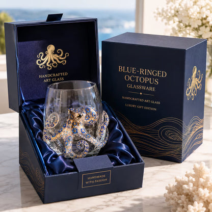 🌊44% OFF – 🔥Artisanal Blue-Ringed Octopus Glass