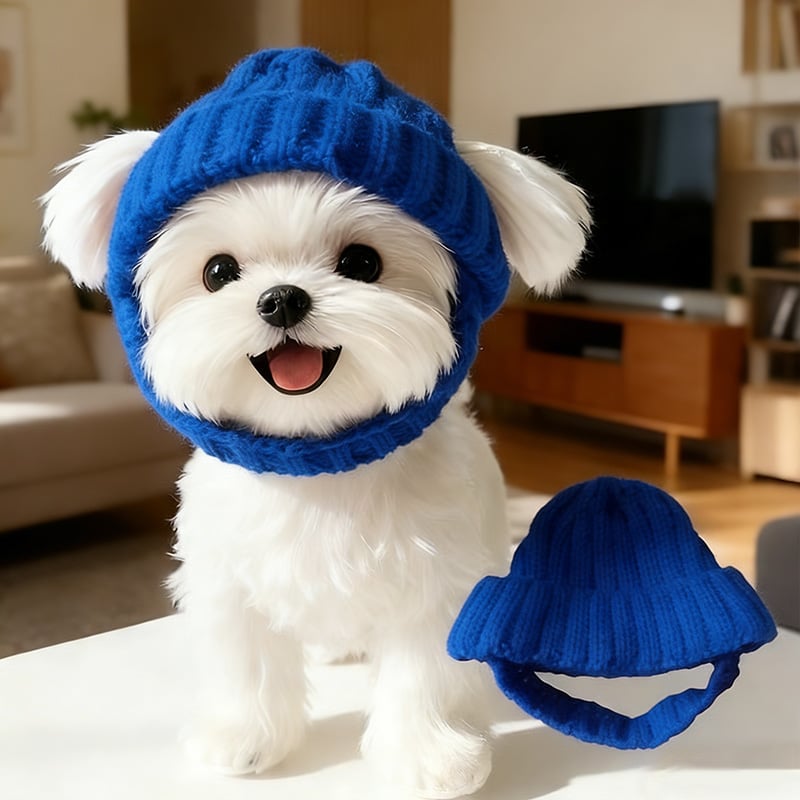 🔥Last Day: BUY 2 GET 1 FREE - 🐾Red Wool Knit Dog Beanie with Ear Flaps – Warm Winter Hat