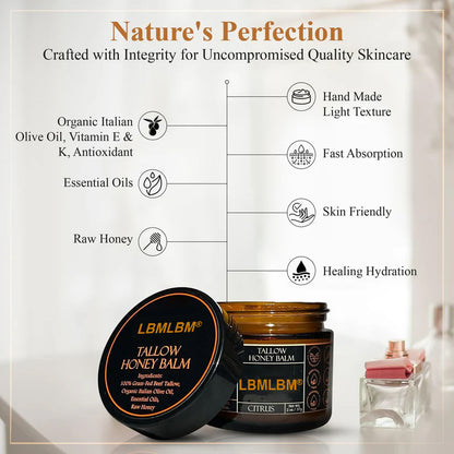 💓LBMLBM® Orange Flavoured Organic Tallow Moisturising Honey Balm