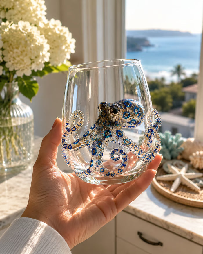 🌊44% OFF – 🔥Artisanal Blue-Ringed Octopus Glass