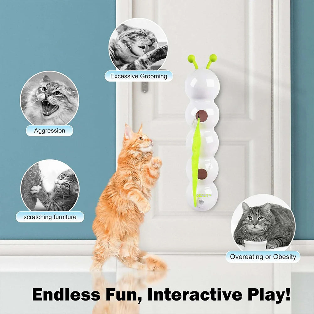 Interactive Cat Toy – Motion-Activated Toy with Feather Tail & Suction Cup