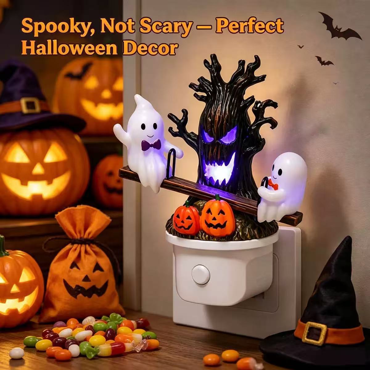 🔥HOT SALE 46% OFF-🎃👻Animated Seesaw Ghost Plug In LED Night Light