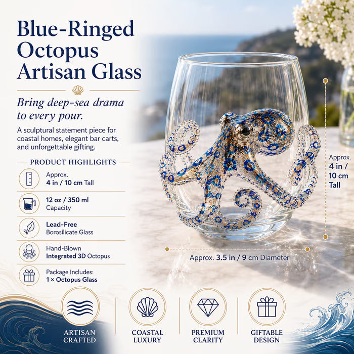 🌊44% OFF – 🔥Artisanal Blue-Ringed Octopus Glass