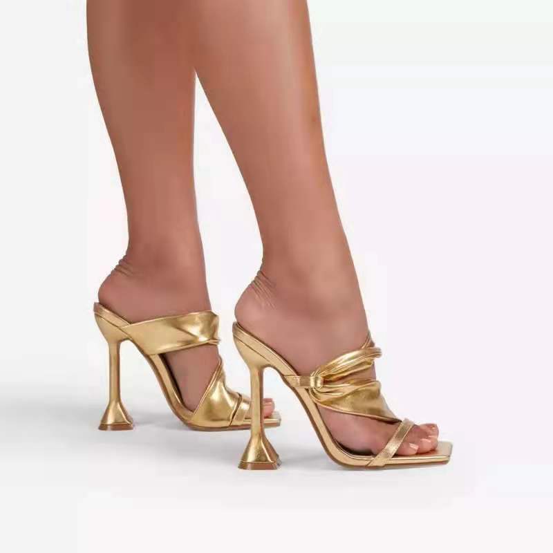 Square-Toe Stiletto Heel Slingback Sandals