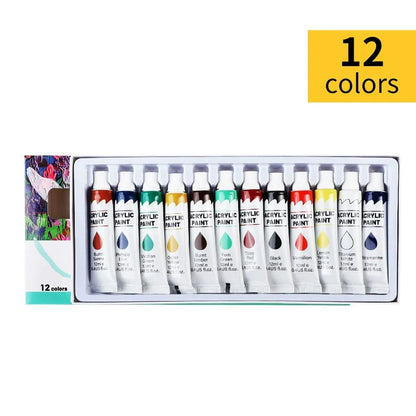 12 Color Acrylic Paint Set 12ml Tubes Artist Draw Painting Rainbow Pigment
