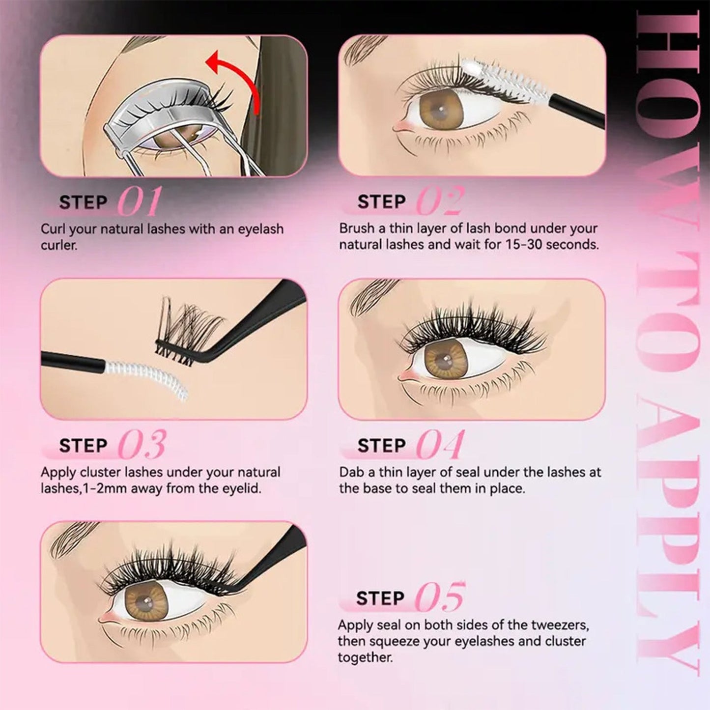 LBMLBM® Lashes Cluster Bond & Seal & Remover For Girls Waterproof Longlasting Makeup 3In1 Glue