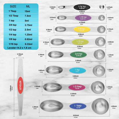 🎄Christmas Sale 49% OFF - Stainless Steel Magnetic Spoons 9 Set with Leveler for Baking, Stackable Metallic Spice  Kitchen Utensils and Gadgets Measure Cups Measuring