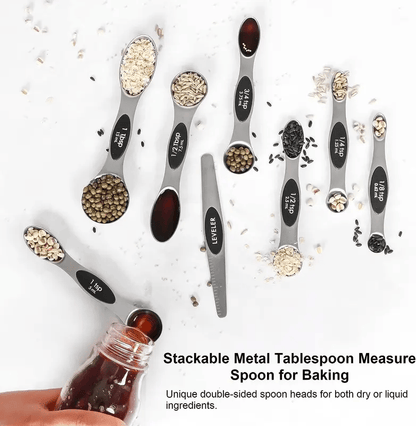 🎄Christmas Sale 49% OFF - Stainless Steel Magnetic Spoons 9 Set with Leveler for Baking, Stackable Metallic Spice  Kitchen Utensils and Gadgets Measure Cups Measuring