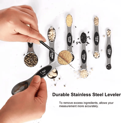 🎄Christmas Sale 49% OFF - Stainless Steel Magnetic Spoons 9 Set with Leveler for Baking, Stackable Metallic Spice  Kitchen Utensils and Gadgets Measure Cups Measuring