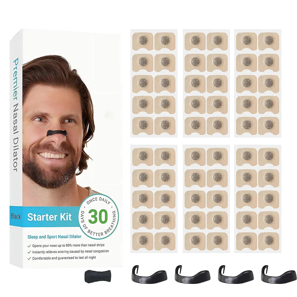 Anti-Snore Nose Clip and Intake Breathing Magnetic Nasal Strip Starter Kit