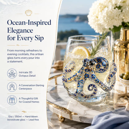 🌊44% OFF – 🔥Artisanal Blue-Ringed Octopus Glass