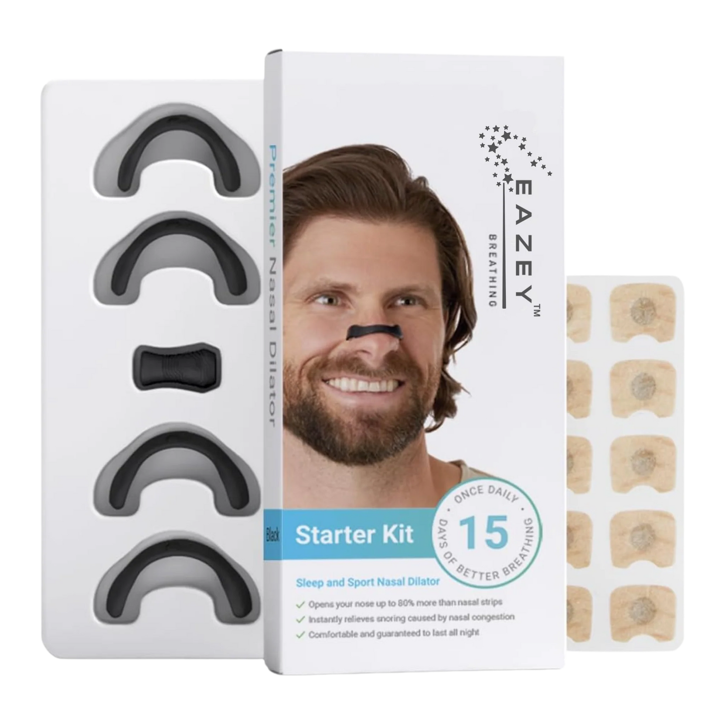 Anti-Snore Nose Clip and Intake Breathing Magnetic Nasal Strip Starter Kit
