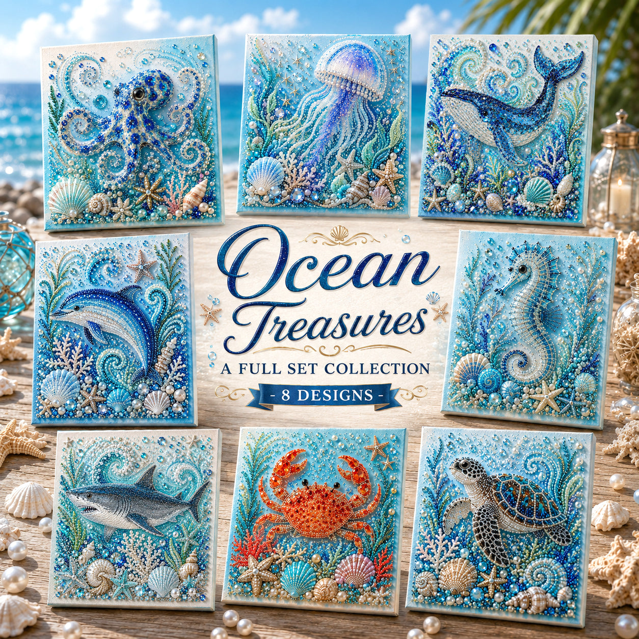 🌊🔥 Last Day Big Sale - 🌊✨ Ocean Theme Pearl Art DIY Kit – Relaxing DIY Craft to Create Stunning Coastal Artwork